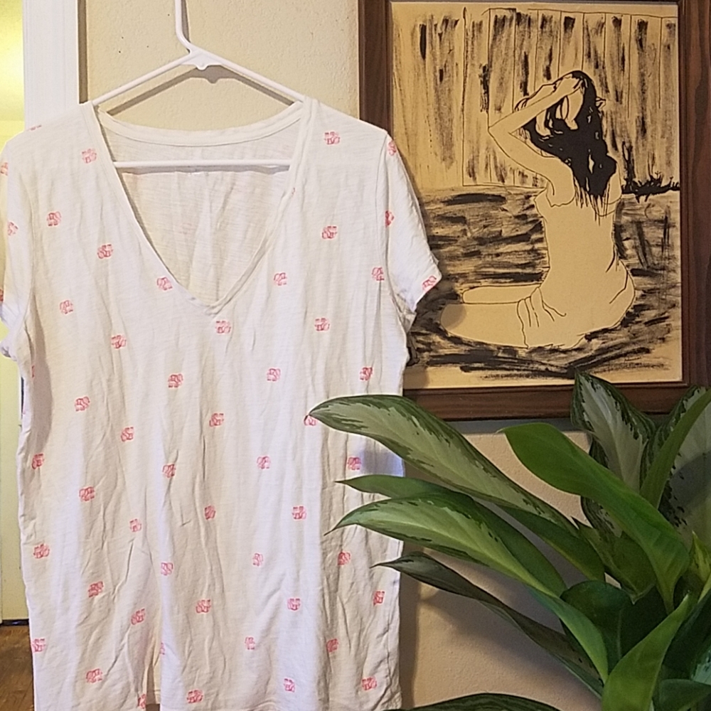 White and Pink Merona Elephant T-Shirt